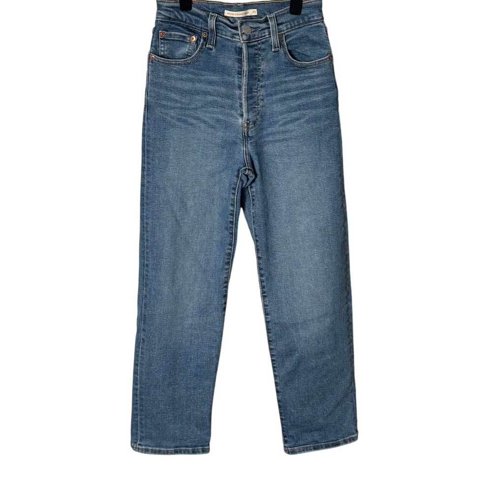 Levi's Womens Ribcage Straight Ankle Jeans High Rise Medium Wash Size 25 - Picture 3 of 11